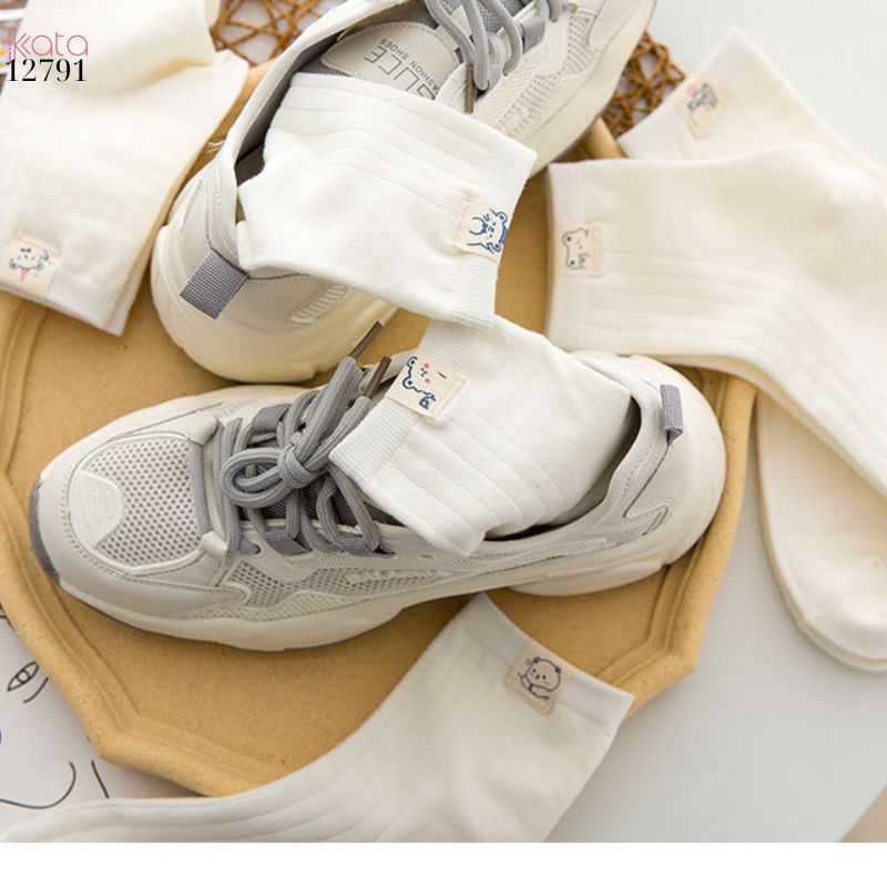 Tất ống giữa mềm mịn,vớ nữ bông thoáng khí thấm mồ hôi mùa hè 12791