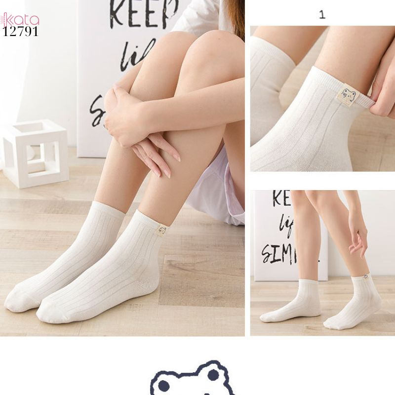 Tất ống giữa mềm mịn,vớ nữ bông thoáng khí thấm mồ hôi mùa hè 12791