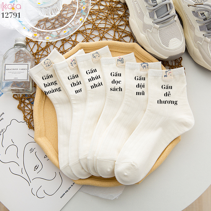 Tất ống giữa mềm mịn,vớ nữ bông thoáng khí thấm mồ hôi mùa hè 12791