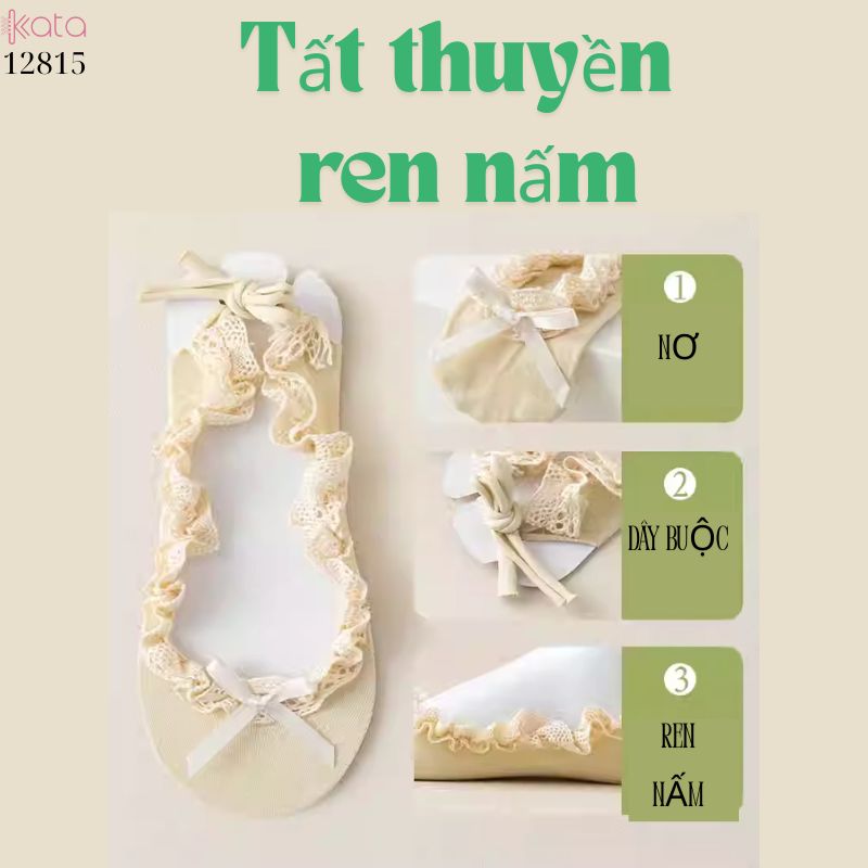 Tất vớ thuyền ren nấm JK Lolita,không tuột gót nữ 12815