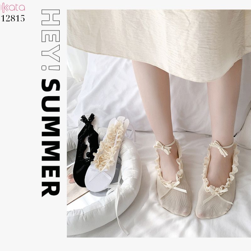 Tất vớ thuyền ren nấm JK Lolita,không tuột gót nữ 12815
