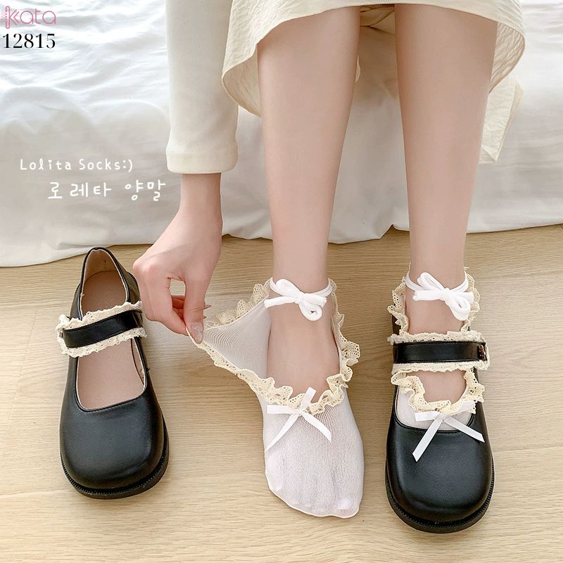 Tất vớ thuyền ren nấm JK Lolita,không tuột gót nữ 12815