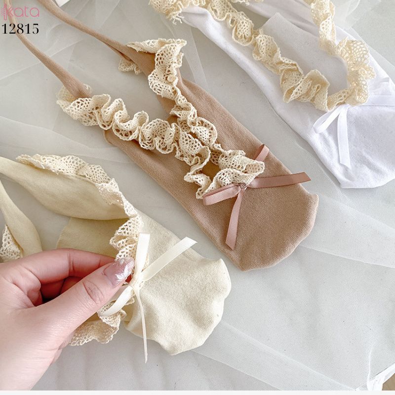 Tất vớ thuyền ren nấm JK Lolita,không tuột gót nữ 12815