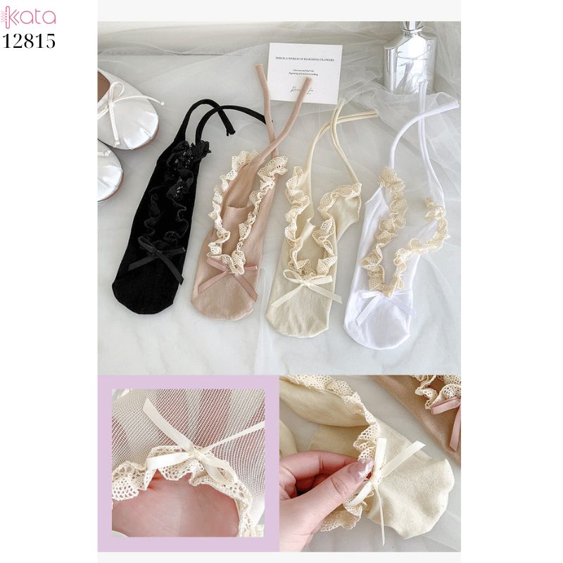 Tất vớ thuyền ren nấm JK Lolita,không tuột gót nữ 12815