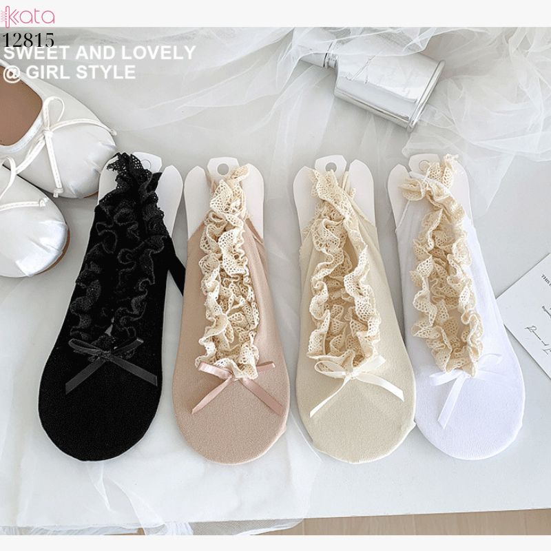 Tất vớ thuyền ren nấm JK Lolita,không tuột gót nữ 12815
