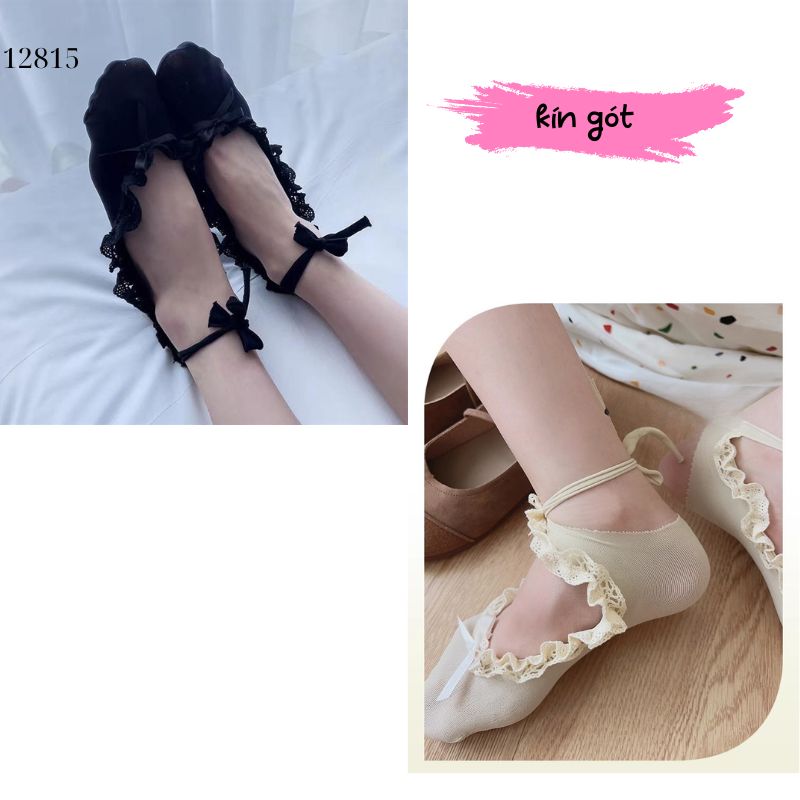 Tất vớ thuyền ren nấm JK Lolita,không tuột gót nữ 12815