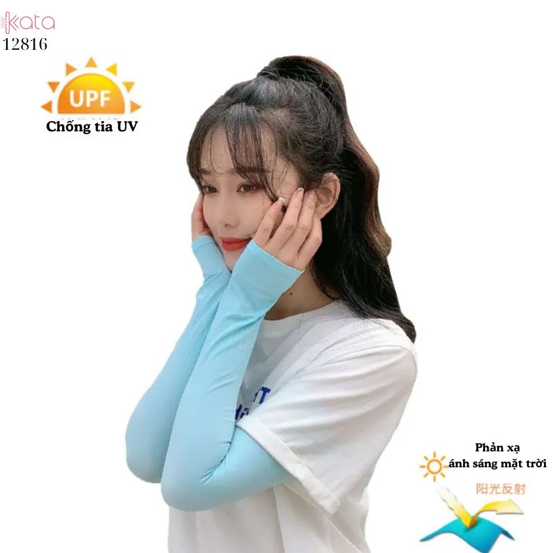 Tay áo chống nắng màu trơn nam nữ ,chống tia cực tím,vải lụa băng mát mùa hè12816