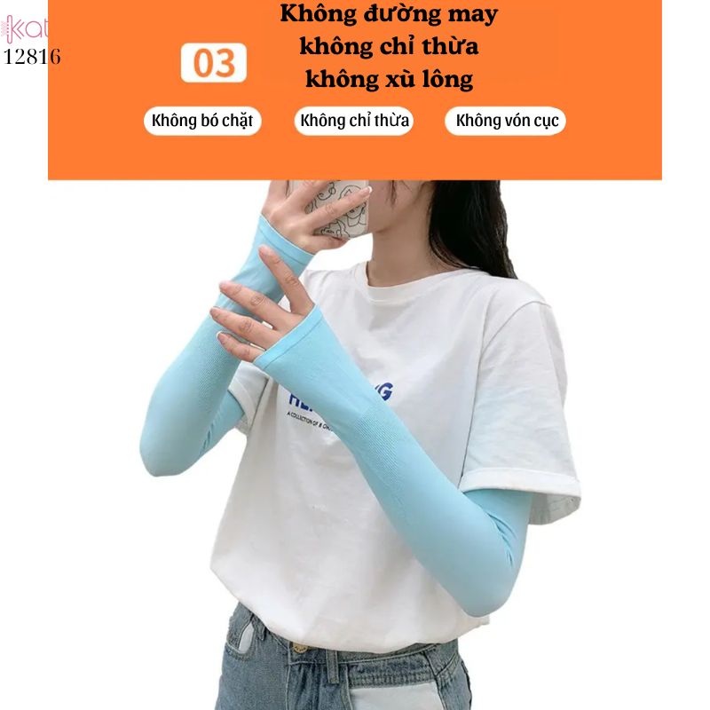 Tay áo chống nắng màu trơn nam nữ ,chống tia cực tím,vải lụa băng mát mùa hè12816