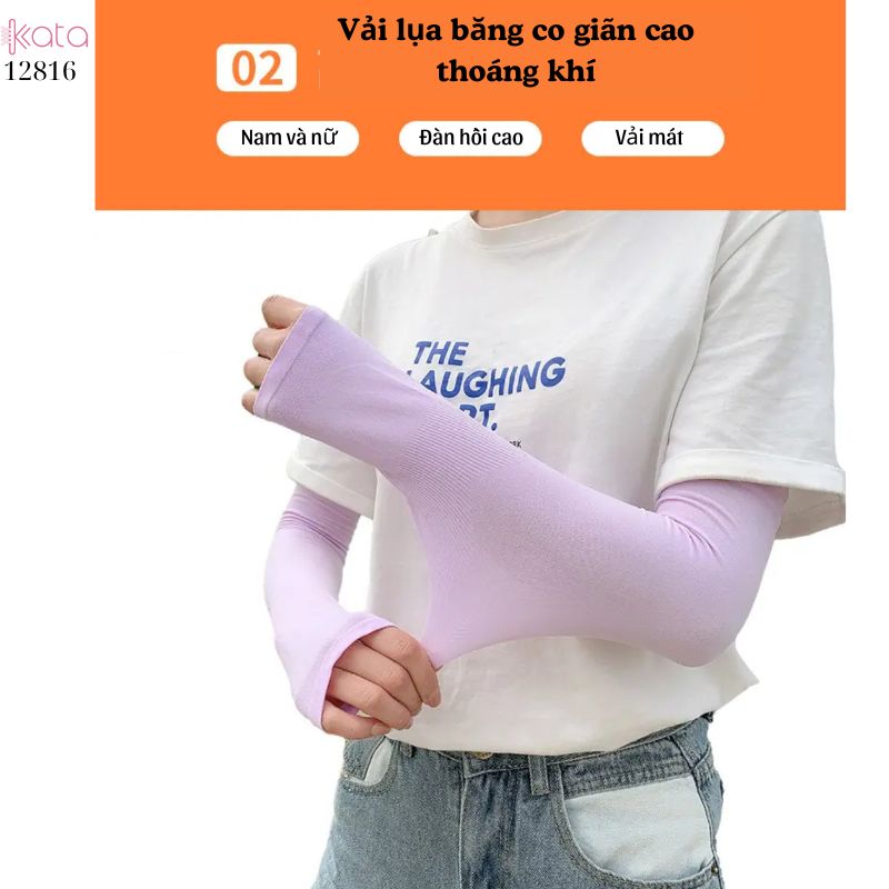 Tay áo chống nắng màu trơn nam nữ ,chống tia cực tím,vải lụa băng mát mùa hè12816