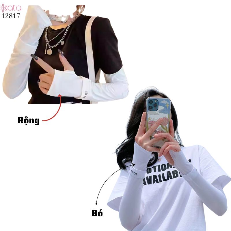 Tay áo lụa băng chống nắng Nam Nữ,vải mềm mịn mát lạnh thoải mái, ngăn chặn tia cực tím 12817