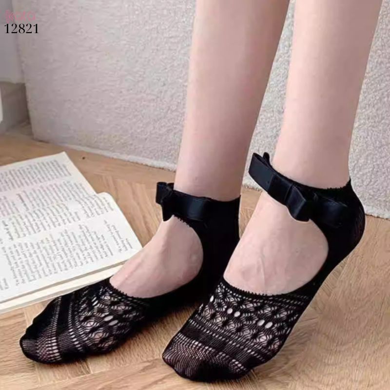 Tất ren mỏng nơ mùa hè,vớ thuyền Lolita không rớt gót,phong cách Hàn Quốc Balletcore 12821