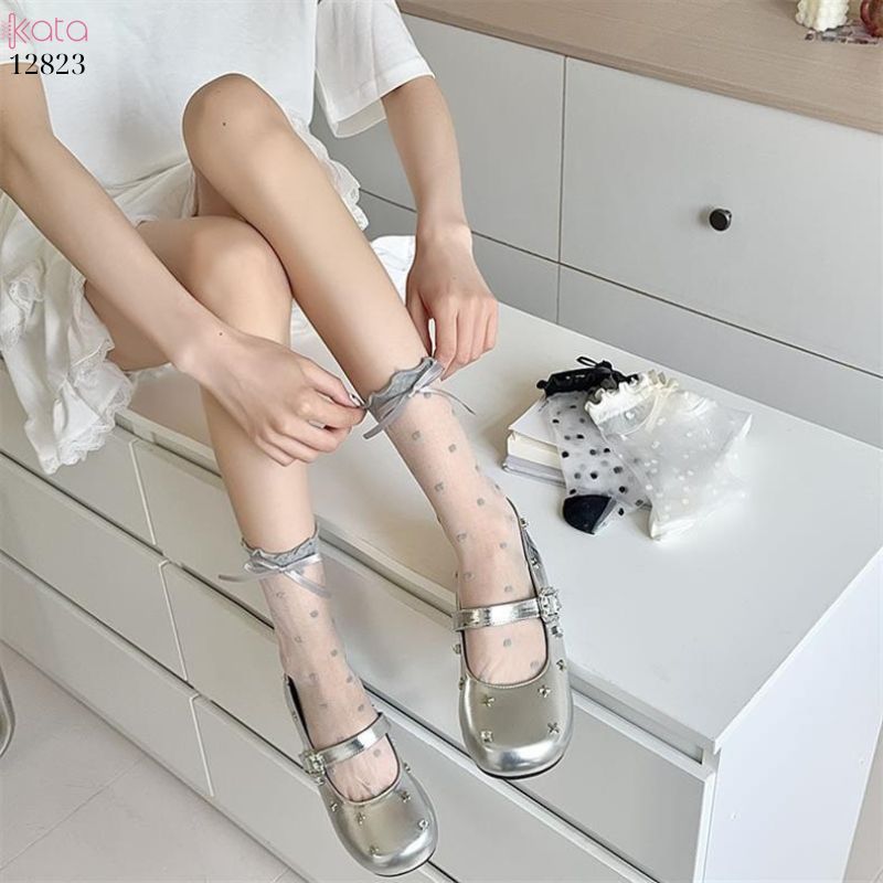 Tất mỏng trong suốt,tất nơ chấm bi nữ mùa hè phong cách Nhật bản 12823