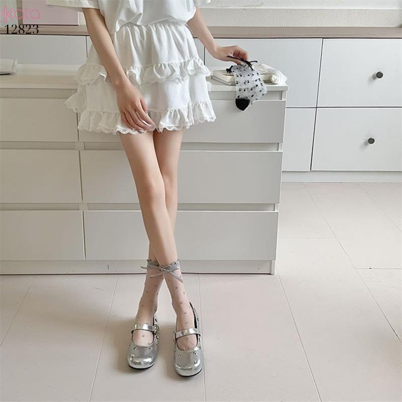 Tất mỏng trong suốt,tất nơ chấm bi nữ mùa hè phong cách Nhật bản 12823