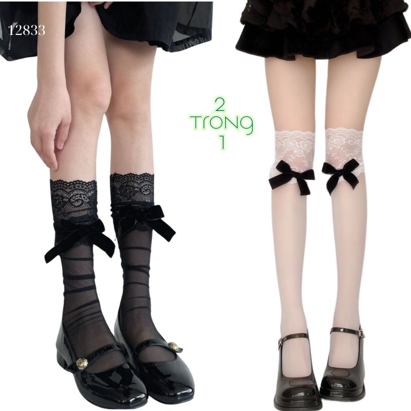 Tất nơ lolita mùa hè,vớ ruy băng mỏng phong cách Nhật Bản 12833