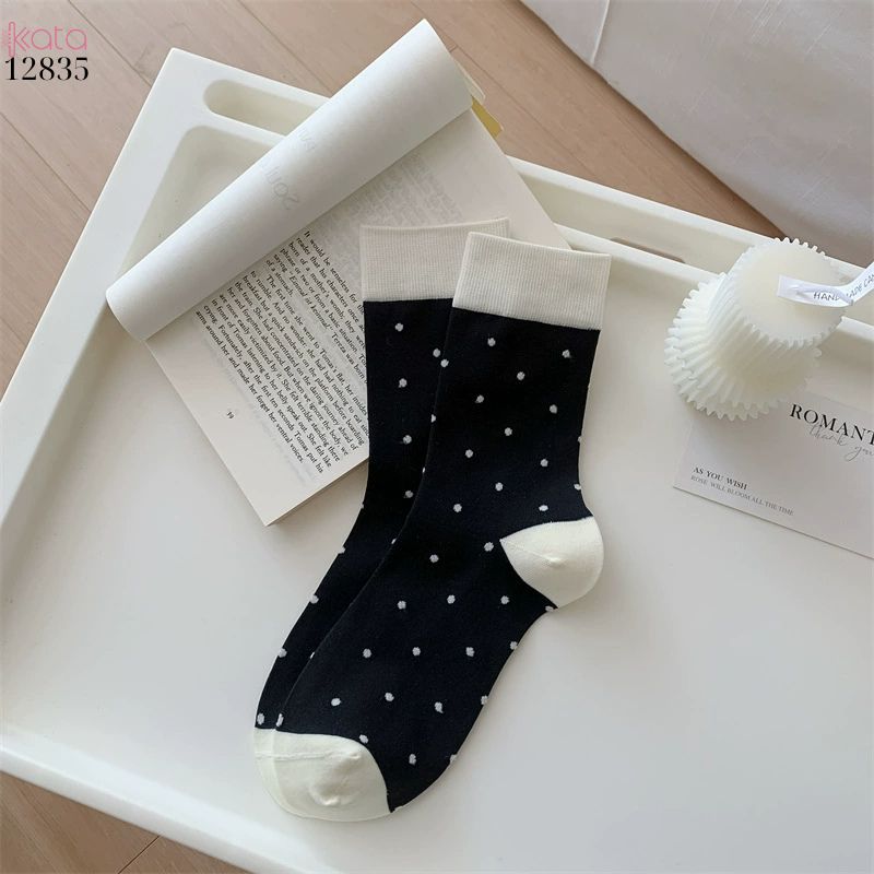 Tất nữ chấm bi xuân hè,vớ giữa bắp chân thấm hút mồ hôi xuân hè 12835