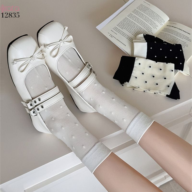 Tất nữ chấm bi xuân hè,vớ giữa bắp chân thấm hút mồ hôi xuân hè 12835