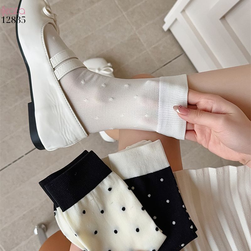 Tất nữ chấm bi xuân hè,vớ giữa bắp chân thấm hút mồ hôi xuân hè 12835