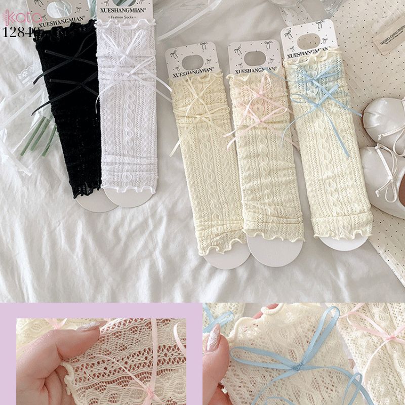 Ống tất thời trang lolita,ống ren nơ dễ thương phong cách Nhật Bản 12840
