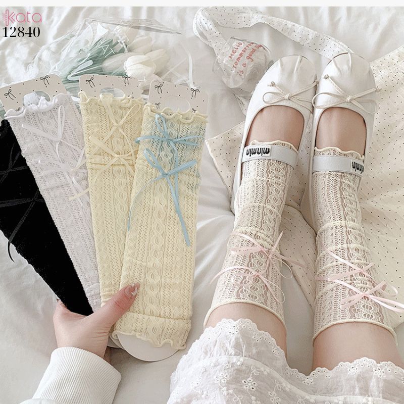 Ống tất thời trang lolita,ống ren nơ dễ thương phong cách Nhật Bản 12840