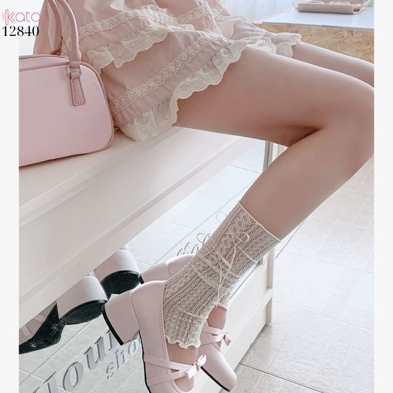 Ống tất thời trang lolita,ống ren nơ dễ thương phong cách Nhật Bản 12840