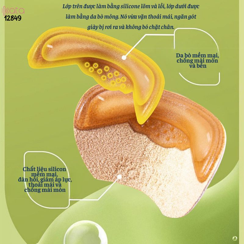 Đệm gót chân bằng da bò cao cấp,chống mòn gót,chống rớt gót giày rộng 12849