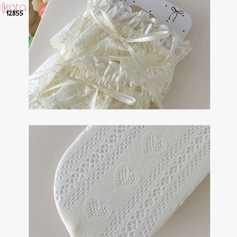 Tất ren ruy băng mỏng Lolita,vớ bắp chân phong cách  phong cách Mary Jane JK 12855
