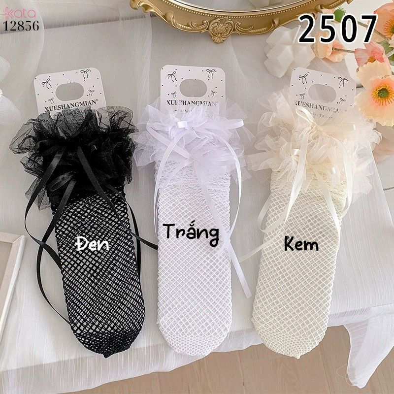 Tất lưới lolita trên gối,vớ nơ ren cao cấp nữ mùa hè 12856