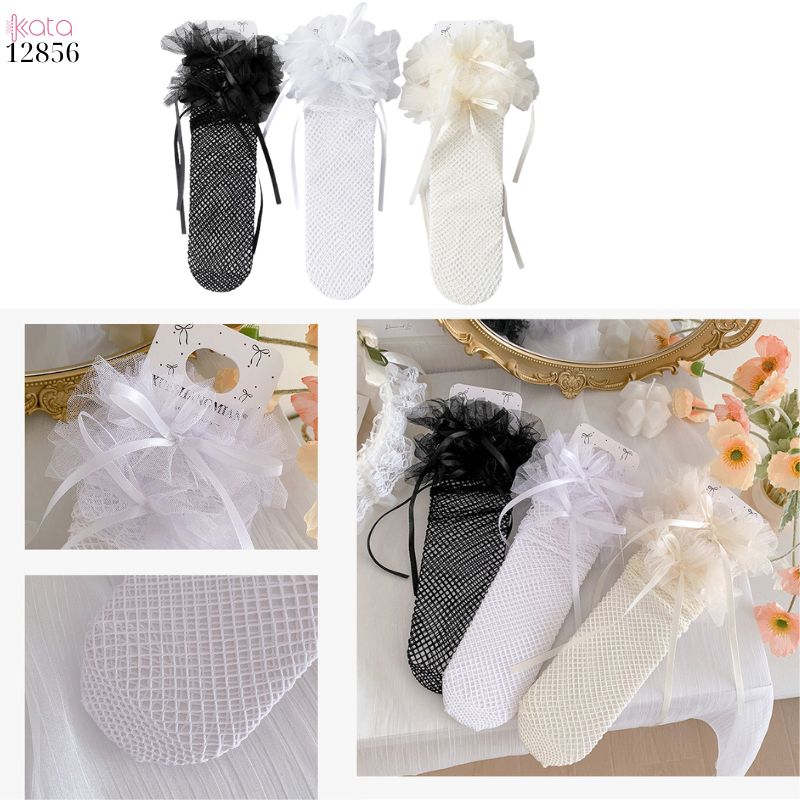 Tất lưới lolita trên gối,vớ nơ ren cao cấp nữ mùa hè 12856