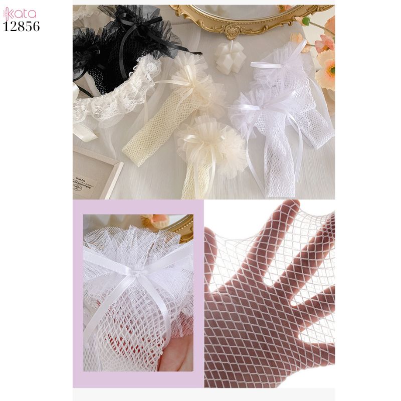 Tất lưới lolita trên gối,vớ nơ ren cao cấp nữ mùa hè 12856