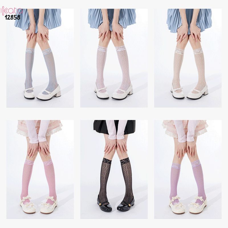 Tất ren lolita girly,vớ bắp chân mỏng mùa hè phong cách Nhật Bản nữ 12858