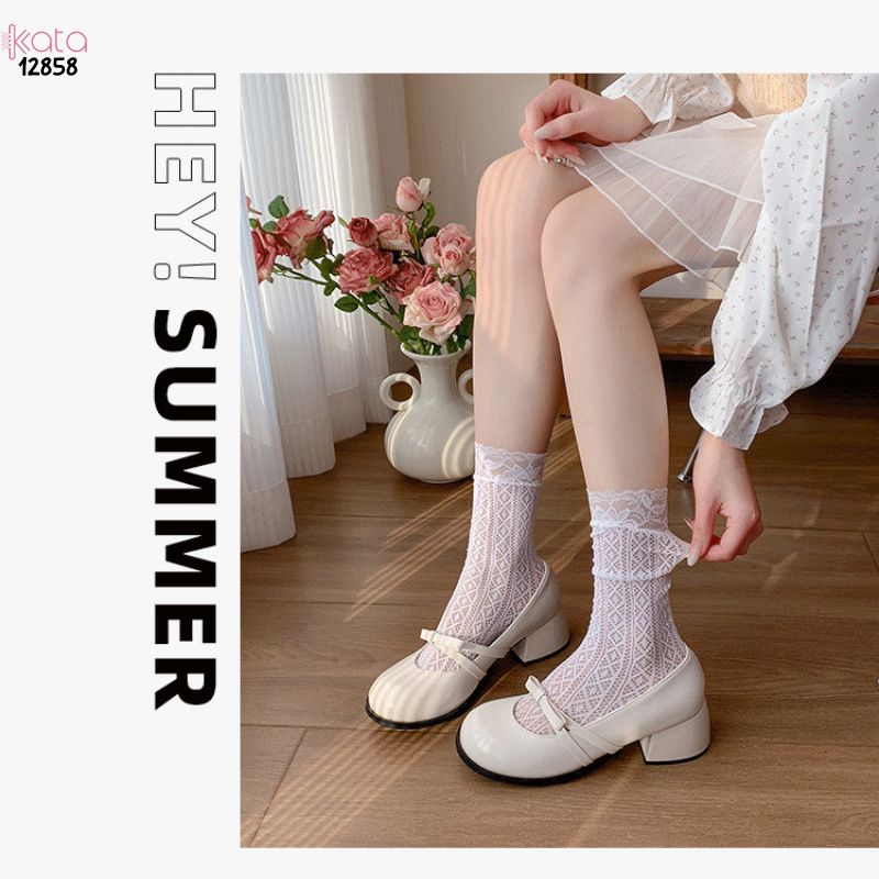 Tất ren lolita girly,vớ bắp chân mỏng mùa hè phong cách Nhật Bản nữ 12858