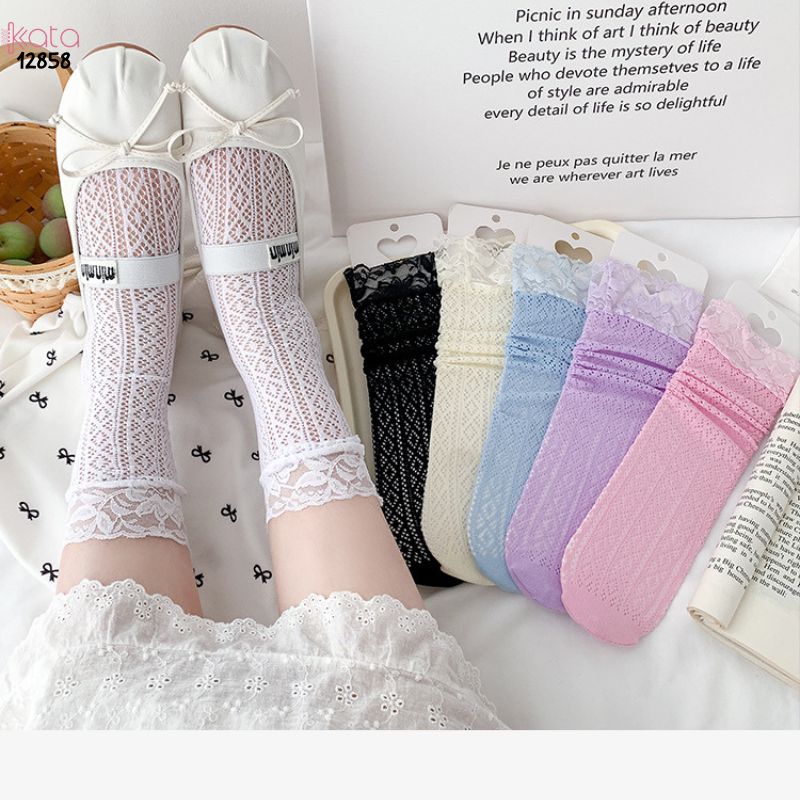 Tất ren lolita girly,vớ bắp chân mỏng mùa hè phong cách Nhật Bản nữ 12858