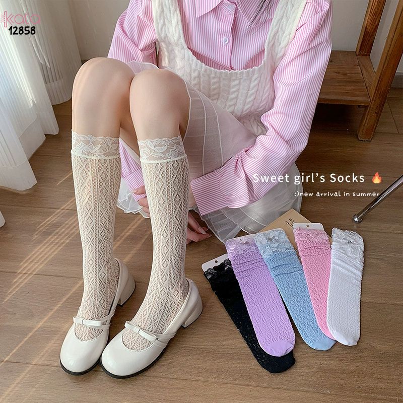 Tất ren lolita girly,vớ bắp chân mỏng mùa hè phong cách Nhật Bản nữ 12858