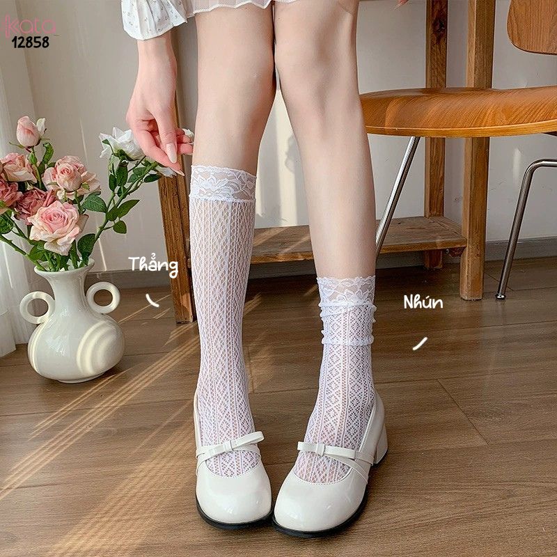 Tất ren lolita girly,vớ bắp chân mỏng mùa hè phong cách Nhật Bản nữ 12858