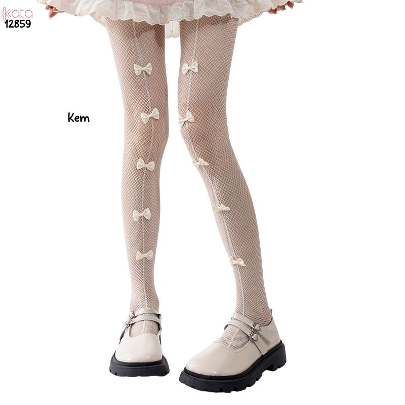 Quần tất lưới nơ lolita,Bow legging mùa hè thoáng khí phong cách JK Nhật Bản 12859