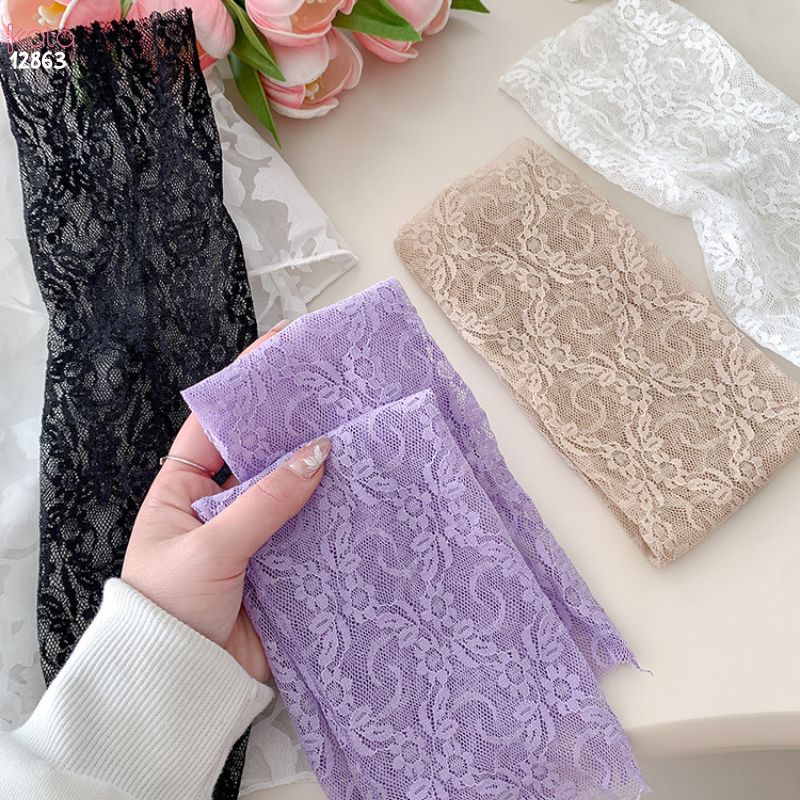 Tất ren mỏng mùa hè,vớ Lolita hoa nhỏ giữa bắp chân cao cấp 12863