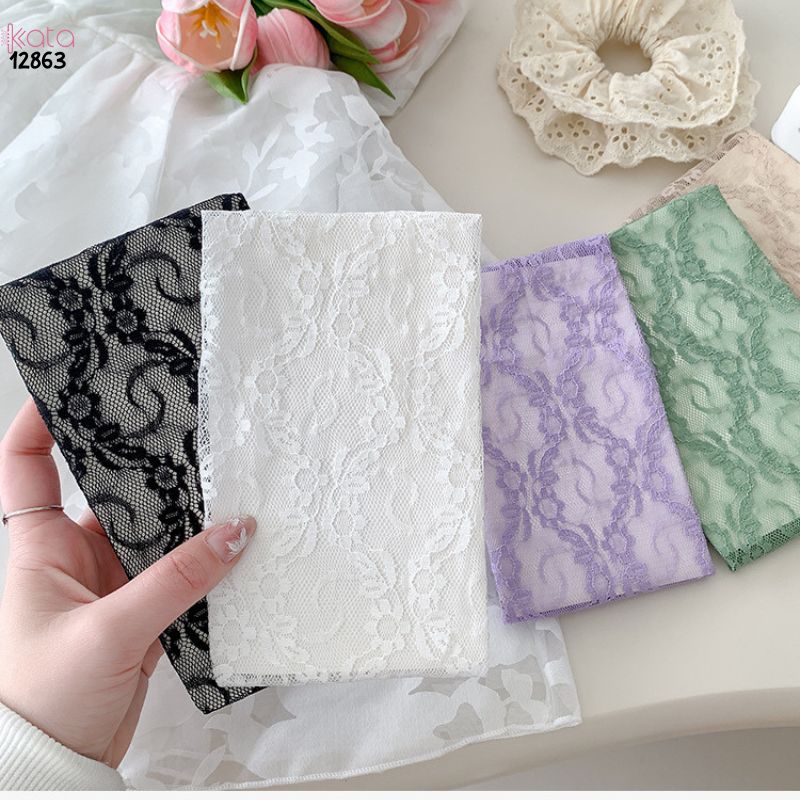 Tất ren mỏng mùa hè,vớ Lolita hoa nhỏ giữa bắp chân cao cấp 12863