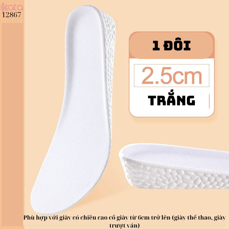 Đế lót giày tăng chiều cao,lót hấp thụ sốc đàn hồi ,thoáng khí thấm hút mồ hôi Nam Nữ 12867