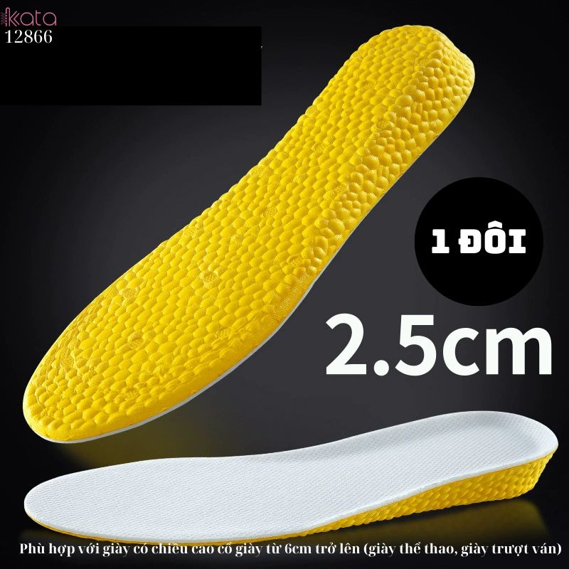 Đế lót giày tăng chiều cao,lót hấp thụ sốc đàn hồi ,thoáng khí thấm hút mồ hôi Nam Nữ 12867