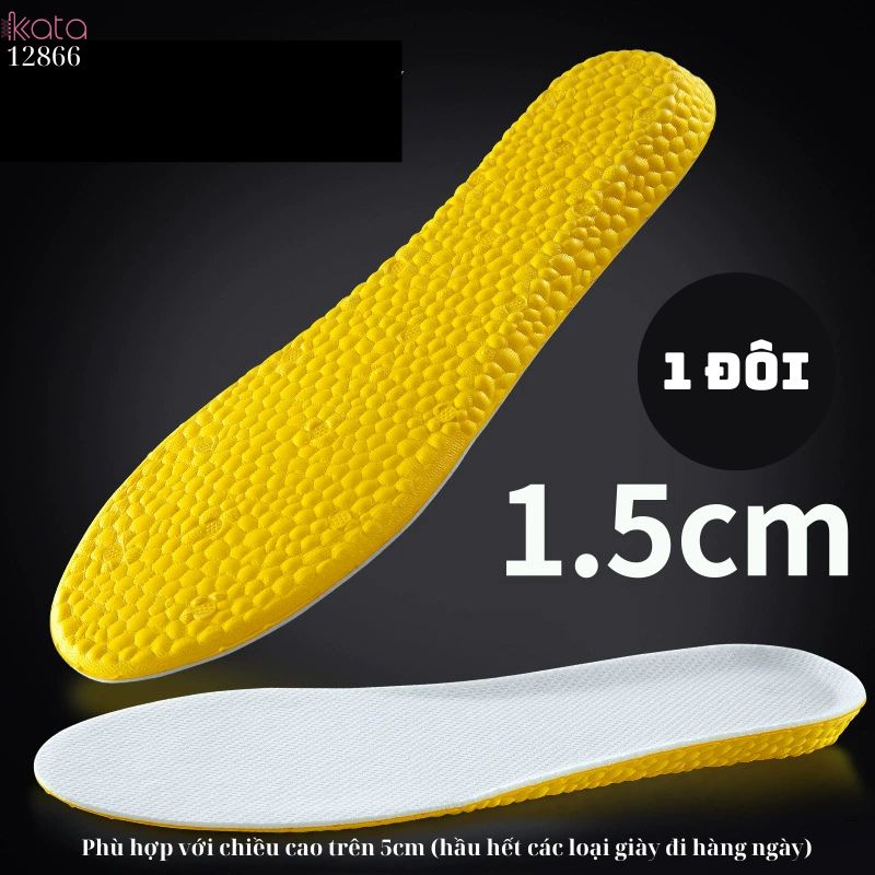 Đế lót giày tăng chiều cao,lót hấp thụ sốc đàn hồi ,thoáng khí thấm hút mồ hôi Nam Nữ 12867