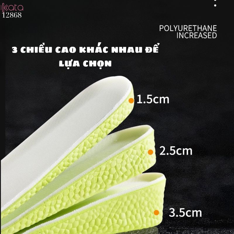 Đế lót giày tăng chiều cao,lót hấp thụ sốc đàn hồi ,thoáng khí thấm hút mồ hôi Nam Nữ 12867