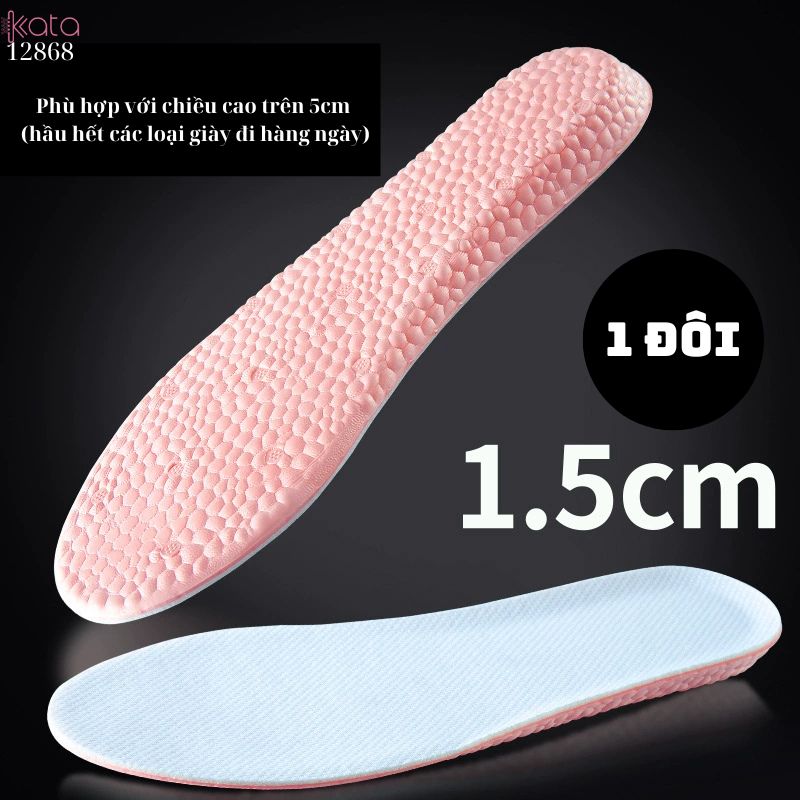 Đế lót giày tăng chiều cao,lót hấp thụ sốc đàn hồi ,thoáng khí thấm hút mồ hôi Nam Nữ 12867