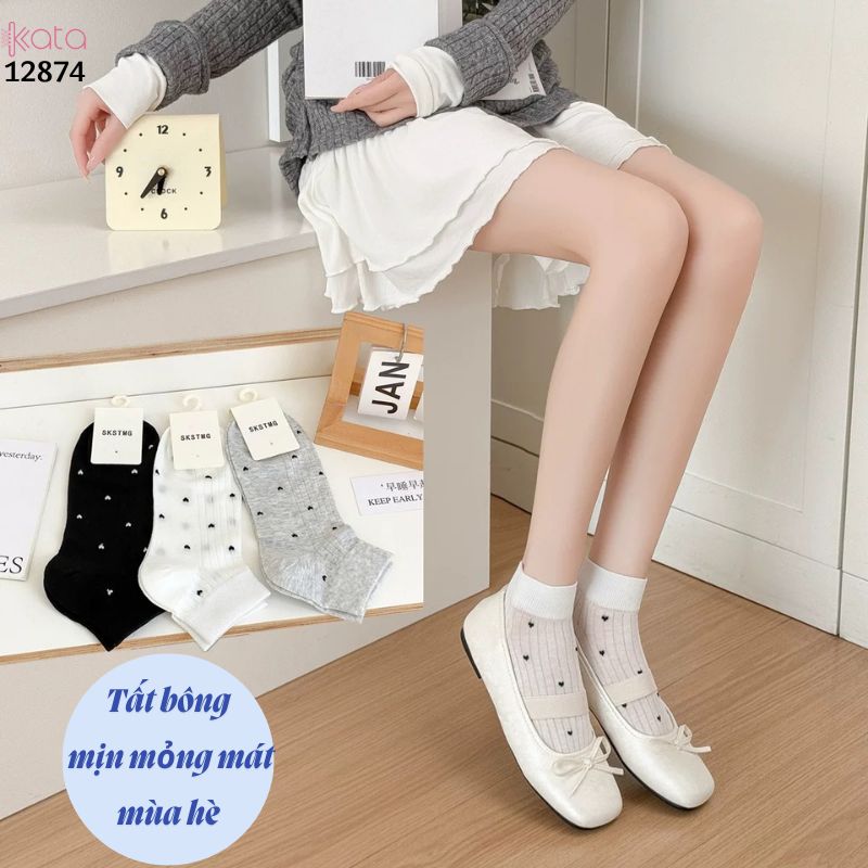 Tất bông mịn mỏng mát mùa hè,vớ ống ngắn thoáng khí chống trơn trượt 12874