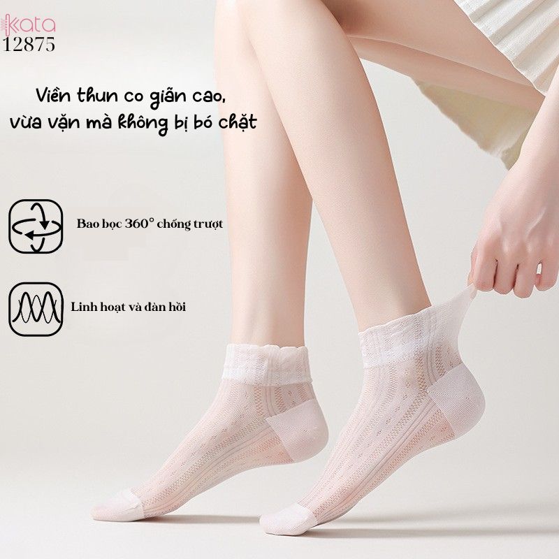 Tất trơn siêu mỏng Xuân Hè,mềm mại,chống trượt,chống tuột,thoáng khí 12875