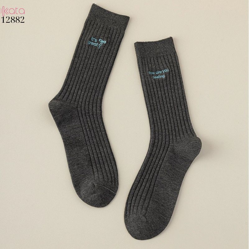 Tất thêu cao cấp phong các Hàn Quốc,vớ bông giữa bắp chân 12882