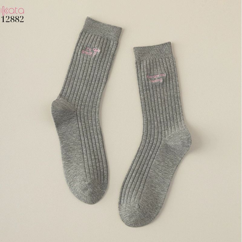 Tất thêu cao cấp phong các Hàn Quốc,vớ bông giữa bắp chân 12882