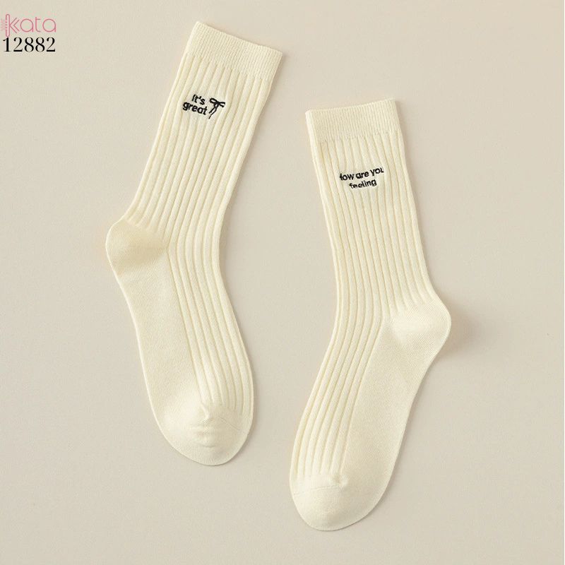 Tất thêu cao cấp phong các Hàn Quốc,vớ bông giữa bắp chân 12882