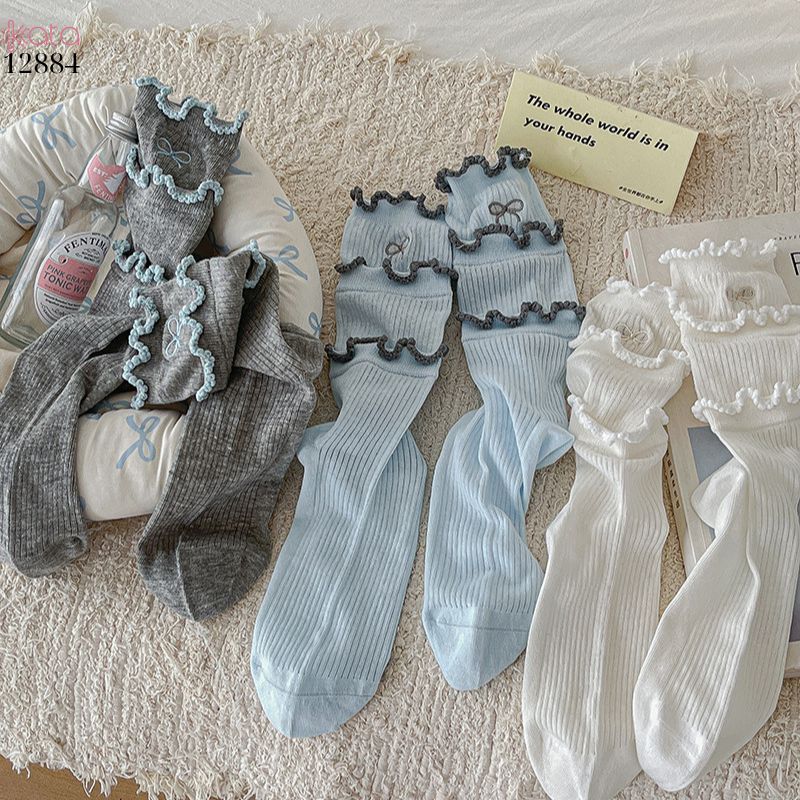 Tất bông mềm mịn thoáng khí phong cách Hàn Quốc,vớ nữ xuân hè vải mỏng mát chất lượng cao 12884