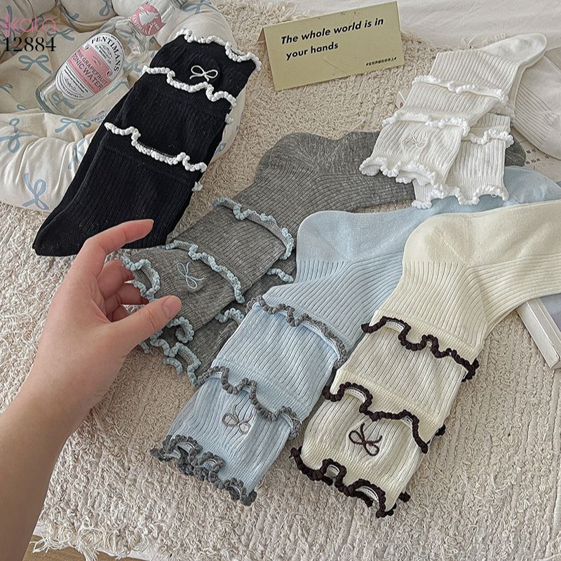 Tất bông mềm mịn thoáng khí phong cách Hàn Quốc,vớ nữ xuân hè vải mỏng mát chất lượng cao 12884