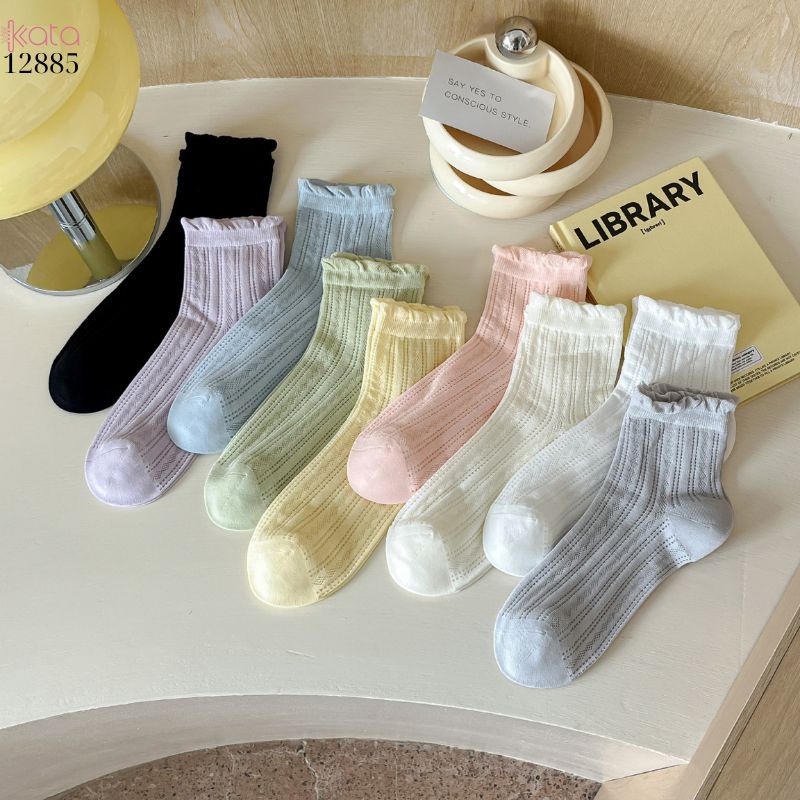 Tất bông mềm mịn vải chất lượng cao,vớ lưới viền nấm mỏng mát mùa hè 12885